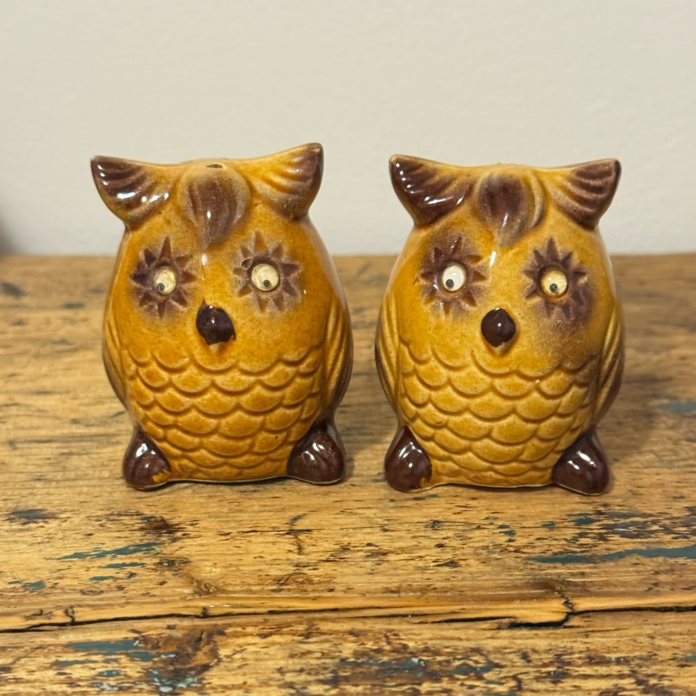 Vintage Owl Salt and Pepper Shakers